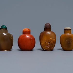 Nine various Chinese hardstone snuff bottles, 19/20th C. — 照片 6