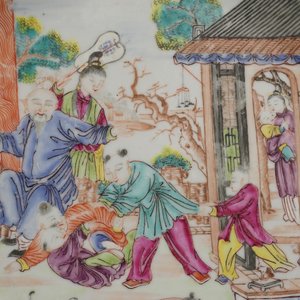 Octagonaal mandarijn bord in Chinees porselein, Qianlong, 18e eeuw — foto 3