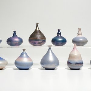 Onze petits vases modernistes aux émaux bleuâtres, Perignem et Amphora, 2ème moitié du 20ème — photo 5