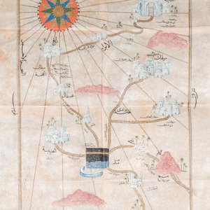 Ottoman school: 'A map centrally depicting the Kaaba in Mecca' — 照片 1