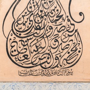 Ottoman school: calligraphy of the Surah Al-Nas in Reqaa script in the shape of a ewer, ink on paper — 照片 5