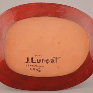 Ovalen schotel met rode fondkleur, Jean Lurçat (1892-1966), 20e eeuw — foto 2