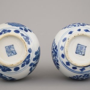 Paar blauw en witte watersprenkelaars  in Chinees porselein, kangxi — foto 4