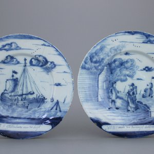 Paar Delftse blauw en witte haringborden, 18e eeuw. — foto 1