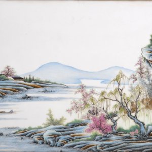Paar plaquettes in Chinees porselein met fijne landschapsbeschildering, 19e eeuw — foto 10