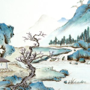 Paar plaquettes in Chinees porselein met fijne landschapsbeschildering, 19e eeuw — foto 6