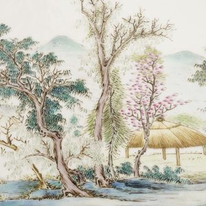 Paar plaquettes in Chinees porselein met fijne landschapsbeschildering, 19e eeuw — foto 9