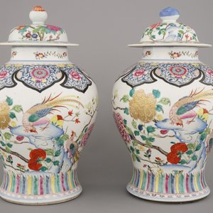 Paar vazen in Chinees porselein met bloemendecor, famille rose, 19e eeuw — foto 15