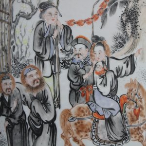 Paar vazen in Chinees porselein met geleerden, 19e eeuw — foto 12