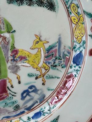 Paire d'assiettes en porcelaine de Chine famille rose à décor de Magu, Yongzheng — photo 4