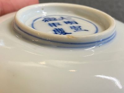 Paire de bols en porcelaine de Chine en bleu, blanc et rouge de cuivre, marque de Xuande, Wanli — photo 12