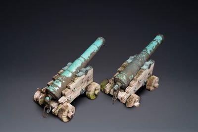 Paire de canons en bronze, Italie, Venise, 17/18ème