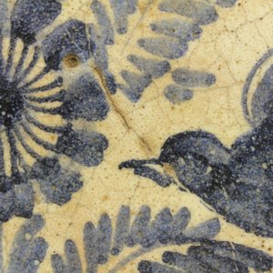 Paire de grands carreaux espagnols, bleu et blanc, décor oiseaux, 17e-18e — photo 14