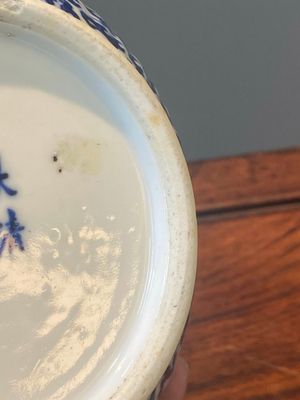 Paire de kendis en porcelaine de Chine bleu et blanc  à décor de rinceaux de lotus, 19ème — photo 13