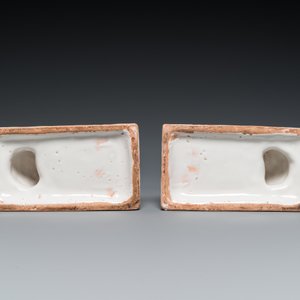 Paire de lévriers en faïence polychrome de Bruxelles, 18ème — photo 7