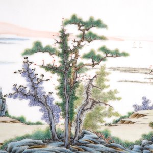 Paire de plaquettes en porcelaine de Chine avec peinture fine d'un paysage, 19e — photo 9