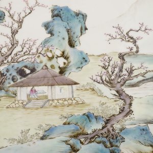 Paire de plaquettes en porcelaine de Chine avec peinture fine d'un paysage, 19e — photo 14