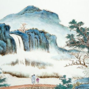 Paire de plaquettes en porcelaine de Chine avec peinture fine d'un paysage, 19e — photo 8