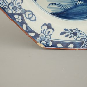 Paire de plats anglais en Delft, chinoiserie, Liverpool, 18e — photo 4