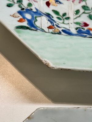 Paire de plats de forme octogonale en porcelaine de Chine famille rose à décor de buffles d'eau, Qianlong — photo 8