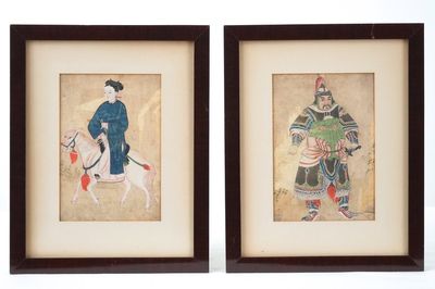 Paire de portraits chinois, encadrée, 19e ou plustôt
