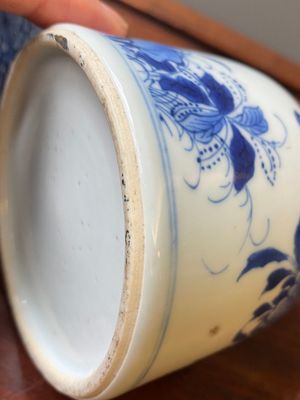 Paire de pots à eau en forme de cloche en porcelaine de Chine en bleu et blanc, Kangxi — photo 6
