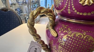 Paire de pots-pourris en porcelaine polychrome à fond rose et partiellement doré, Jacob Petit, Paris, France, 19ème — photo 9