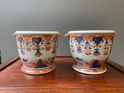 Paire de rafraichissoirs en porcelaine de Chine de style Imari, Qianlong — photo 3