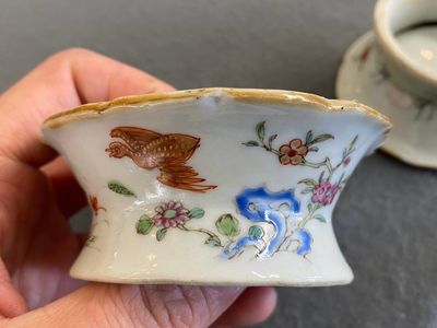 Paire de salerons en porcelaine de Chine famille rose, Qianlong — photo 4