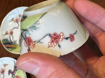 Paire de tasses et soucoupes en porcelaine de Chine famille rose à décor de chevaux, Yongzheng — photo 12