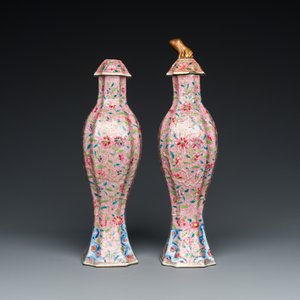 Paire de vases couverts en porcelaine de Chine famille rose, Yongzheng — photo 4