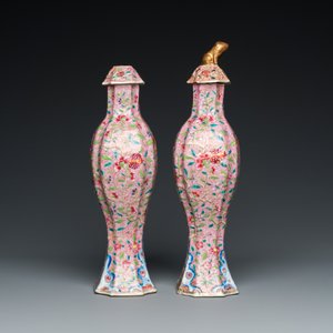 Paire de vases couverts en porcelaine de Chine famille rose, Yongzheng — photo 6