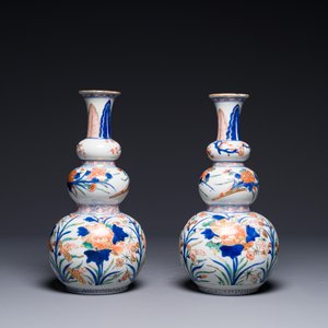 Paire de vases de forme triple gourde en porcelaine de Chine verte-Imari, Kangxi — photo 3