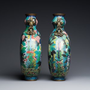 Paire de vases de type 'bianhu' en émaux cloisonnés, Chine, Jiaqing — photo 5