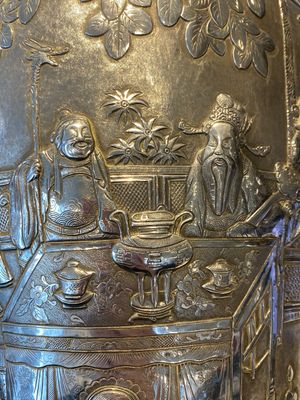 Paire de vases en argent à décor de l'anniversaire de Guo Ziyi, Chine, marque de Qingyun 慶雲, 19ème — photo 27