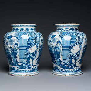 Paire de vases en faïence de Delft en bleu et blanc à décor chinois, ca. 1700 — photo 4