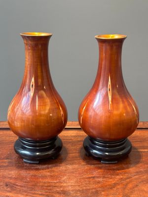 Paire de vases en laque de Foochow ou Fuzhou mimiquant du bambou, 19/20ème — photo 2