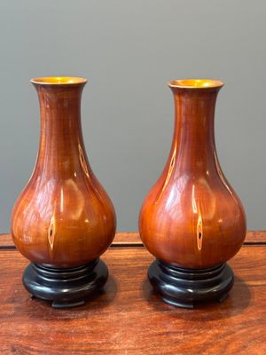 Paire de vases en laque de Foochow ou Fuzhou mimiquant du bambou, 19/20ème — photo 3