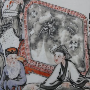 Paire de vases en porcelaine de Chine, avec lettrés, famille rose, 19e — photo 9