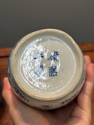 Paire de vases en porcelaine de Chine en bleu et blanc à décor de lions bouddhistes, marque de Kangxi, 19ème — photo 18