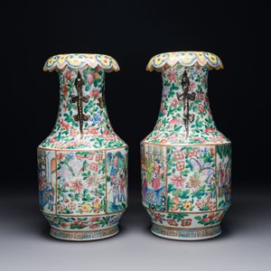 Paire de vases en porcelaine de Chine famille rose de Canton à décor du roman 'Au bord de l'eau 水滸傳', 19ème — photo 2