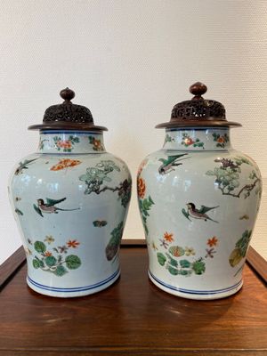 Paire de vases en porcelaine de Chine famille verte à décor de faisans, Kangxi — photo 3