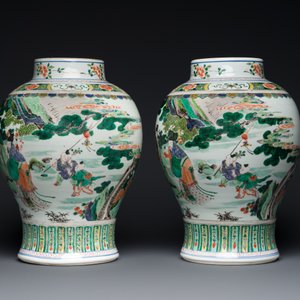 Paire de vases en porcelaine de Chine famille verte à décor de 'Shou Lao', Kangxi — photo 2