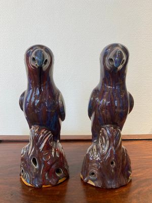 Paire d'oiseaux en porcelaine de Chine à émail flambé, 19ème — photo 2