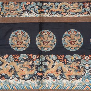 Panneau en soie brodée aux fils d'or et d'argent à décor de dragons, Chine, Qing — photo 5