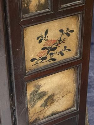 Paravent de table sept volets en bois à plaques de marbre peintes, Chine, 19ème — photo 16