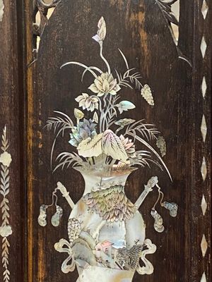 Paravent en bois incrusté de nacre à décor du roman 'Les Trois Royaumes'', Chine, 19ème — photo 2