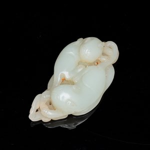 Pendentif en jade sculpté figurant deux chats, Chine, Qing — photo 1