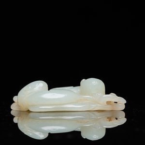 Pendentif en jade sculpté figurant deux chats, Chine, Qing — photo 5