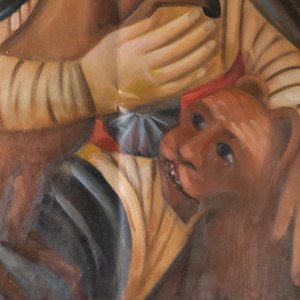 Persian school: Haji Bektash Veli with a deer and a lion, oil on canvas, 20th C. — 照片 5